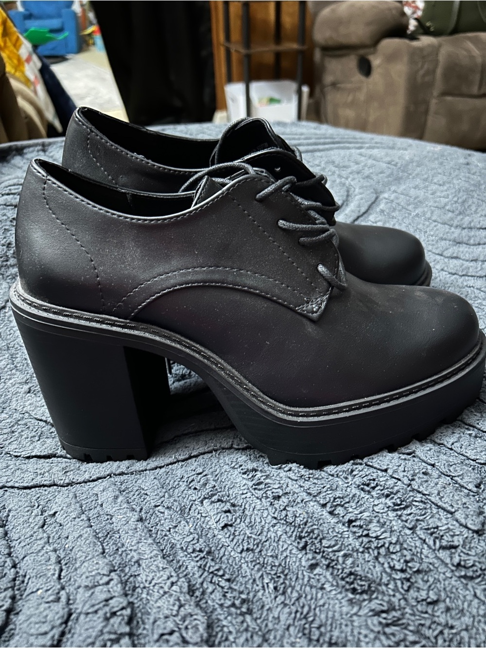 torrid Black Chunky Platform Lace-Up Heels